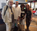 BOCAS Literature Festival in Trinidad, 2015, at which Gerda was reading her poetry: left to right: Aonghas MacNeacail, David Codling of the British Council, Margaret Busby (co-founder of Allison and Busby), Gerda